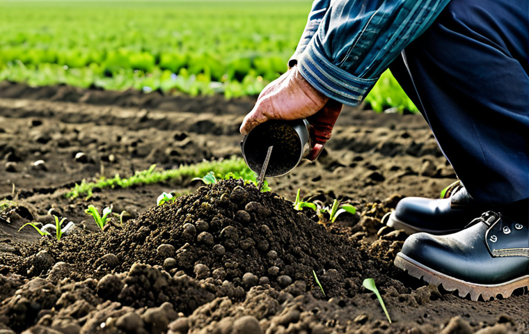 **

"A farmer performing a soil test in a field, fully clothed in appropriate work attire, safe for work, professional setting, showing proper technique, natural light, correct proportions, well-formed hands, appropriate content."

**